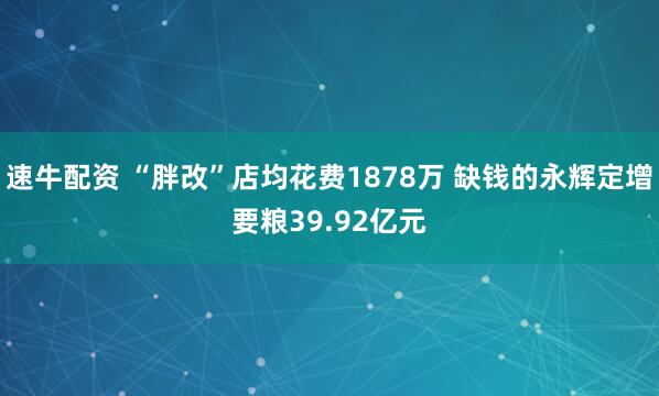 速牛配资 “胖改”店均花费1878万 缺钱的永辉定增要粮39.92亿元
